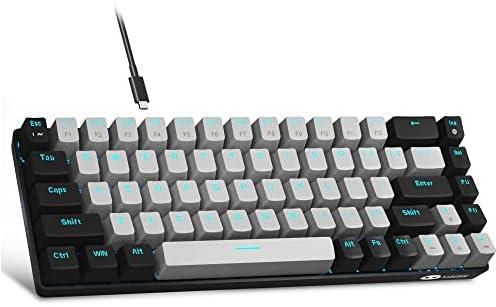 MageGee Portable 60% Mechanical Gaming Keyboard, MK-Box LED Backlit Compact 68 Keys Mini Wired Office Keyboard with Blue Switch for Windows Laptop PC Mac - Grey/Black