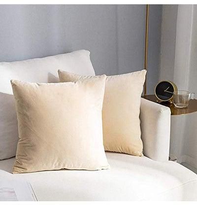 Solid Pattern Decorative Pillow Velvet Ivory Beige 30 x 30centimeter