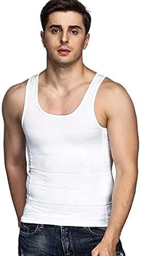 KASTWAVE Mens Compression Tank Top Slimming Body Shaper Vest Shirts, Abdomen Slim Gym Compression Shirt Tank Top Shapewear Athletic Base Layer Tank Top for Moisture Wicking Running Training - White
