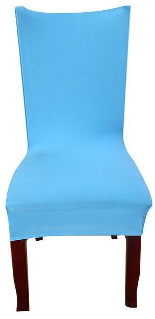 Generic Solid Color Chair Covers Spandex Blue Elastic Chair Covers Pure Color Printing Chair Covers
