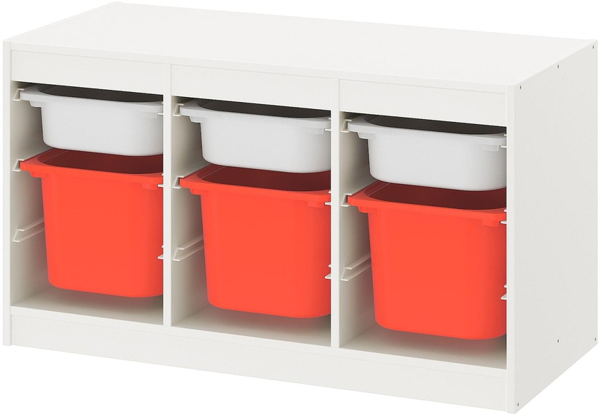 TROFAST Storage combination with boxes - white white/orange 99x44x56 cm