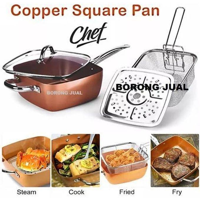 Stainless Steel Copper Deep Square Non-stick Frying Pan Set