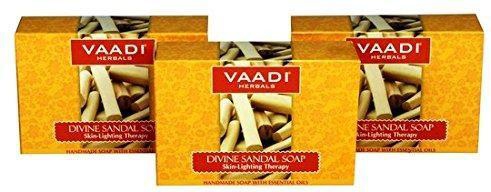 Vaadi Herbals Divine Sandal Soap with Saffron and Turmeric pack of 3 75g each