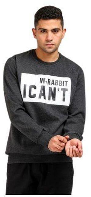 White Rabbit "I Can't" Fleece Printed Sweatshirt - Dark Grey