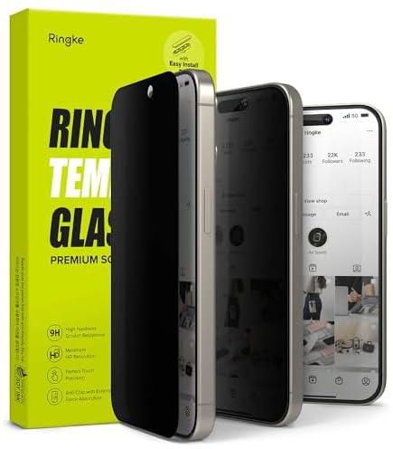 Ringke Privacy Glass [Feel Better in Public] Compatible with iPhone 15 Pro Max Screen Protector, Easy to Install Case Friendly Tempered Glass Anti-spy Privacy Screen Protector with Installation Tool