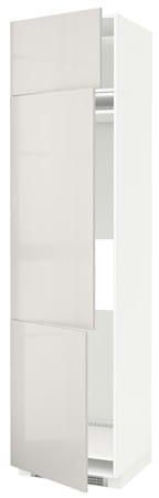 METOD High cab f fridge/freezer w 3 doors, white, Ringhult light grey