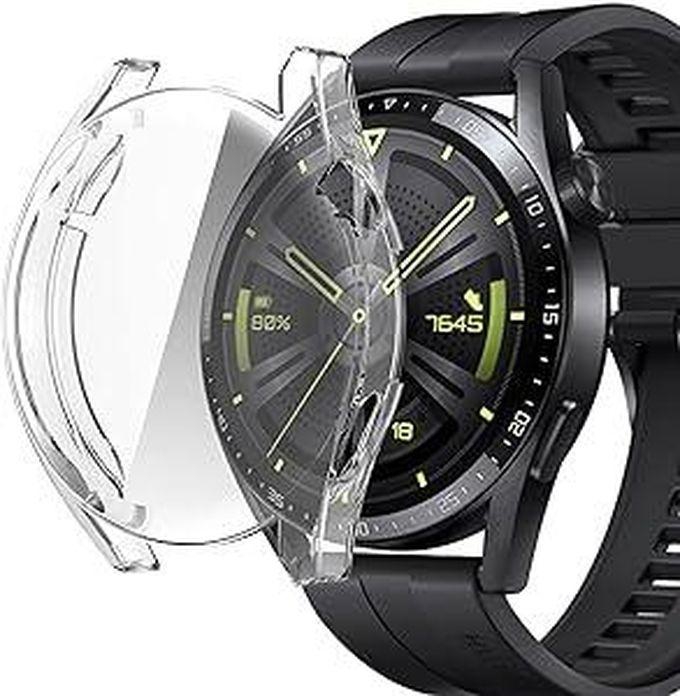 Compatible with Huawei Watch GT3 46mm Case Cover with Screen Protector, Soft TPU Bumper Frame Protective Cover for Huawei Watch GT3 46mm Smartwatch (Clear)