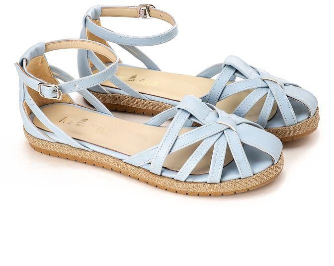 Ice Club Buckle Closure Leather Sandals - Baby Blue
