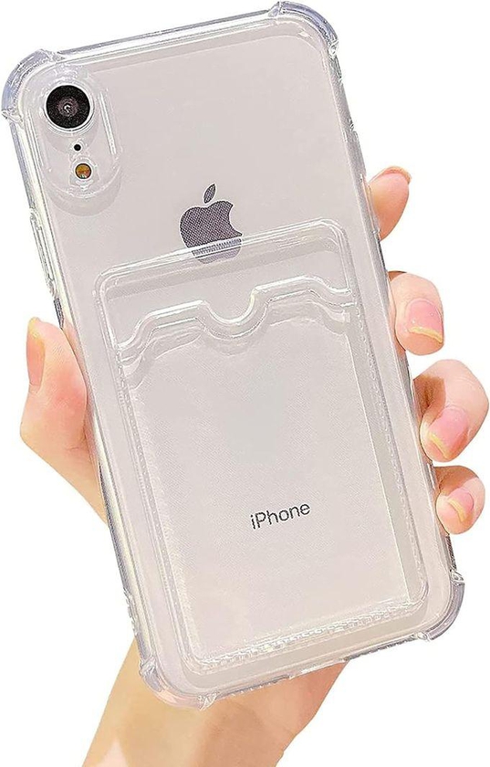 TenTech Transparent Cover With Shockproof Corners With Card Holder - Card Holder - Heat-resistant Polyurethane Card Holder For IPhone XR - Transparent