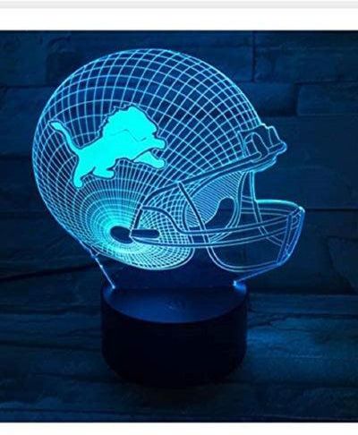 3D Night Light USB Table Desk Lamp 3D Light Led Detroit Lions Football Cap Helmet 7 Color Changing Touch Switch Light Home Decoration