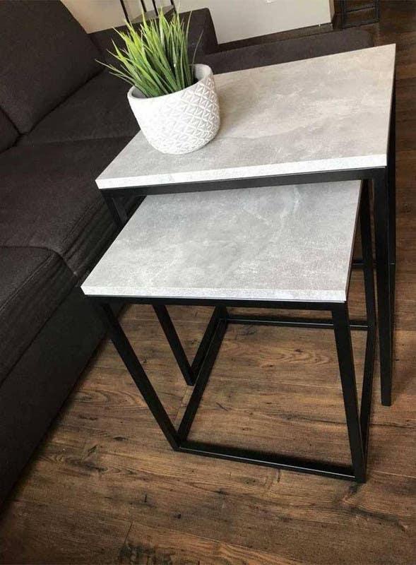 Get Steel Side Table Set, Two Pieces, Square shape - White Black with best offers | Raneen.com