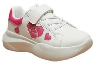 Kappa Girls Heart Detail Sneakers With Hook And Loop Closure 36 White