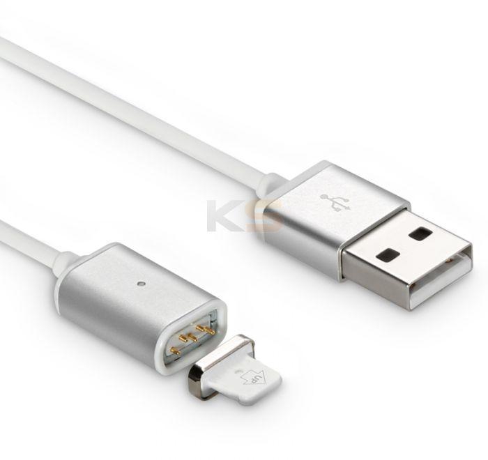 BENKS Magnetic Charging High-speed LED Cable for Apple iPhone 5/5S/5C/SE/6/6S/6Plus iPad/Mini/Air White