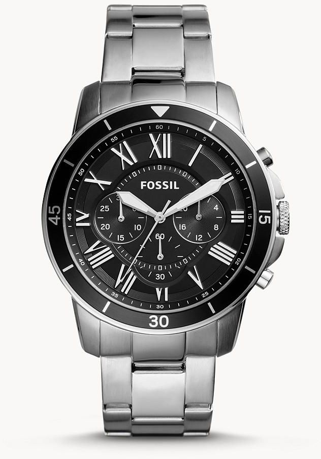 Fossil Mens Grant Chronograph Stainless Steel Watch FS5236 (Black Dial)