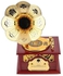 صندوق موسيقي على شكل جرامافون بتصميم قديم أحمر/ذهبي