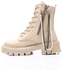 Ice Club Mid Heel Lace-up And Zippered Beige Ankle Boots