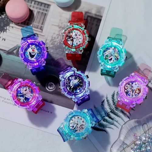 Disney Frozen Aisha Luminous Cartoon Electronic Children's Watch LED Watch Student Children's Sports Watch Birthday Gifts