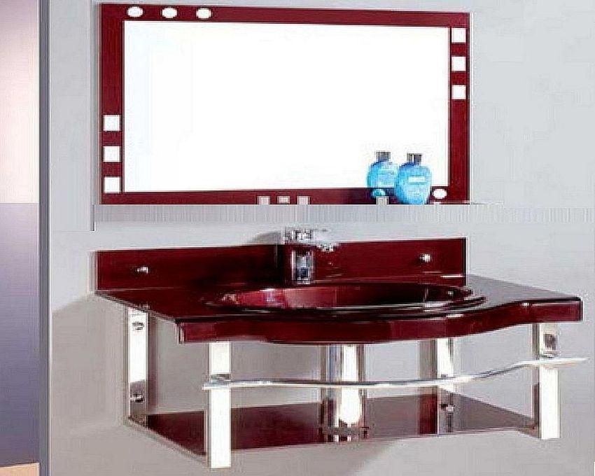 San George Design Basin Bathroom Unit Dark Red 80 Cm With Shelves