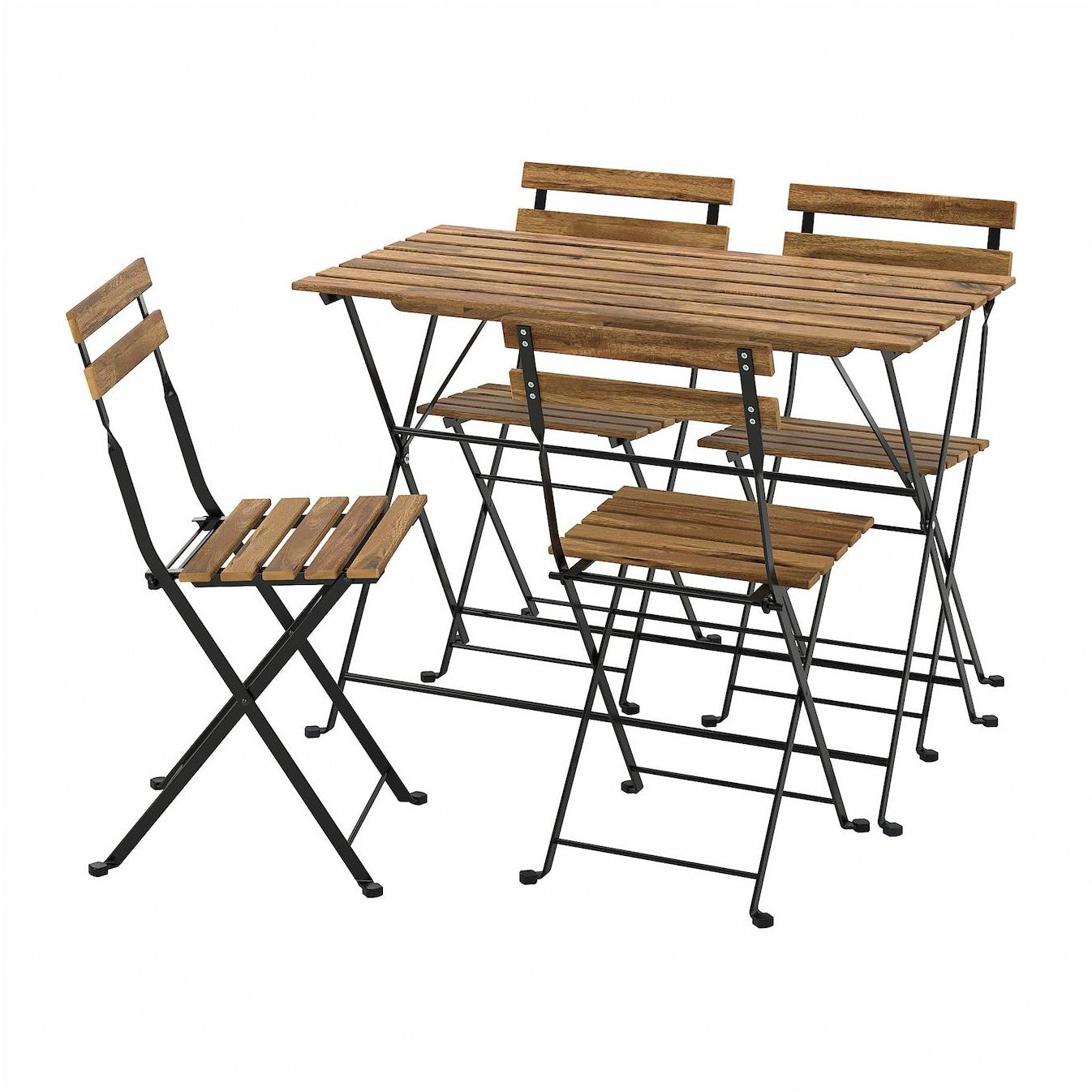 TÄRNÖ Table+4 chairs, outdoor - black/light brown stained