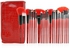 Professional Makeup Brush Cosmetic Brushes Kit Set with Folding PU Leather Bag [Red ,24 pcs]