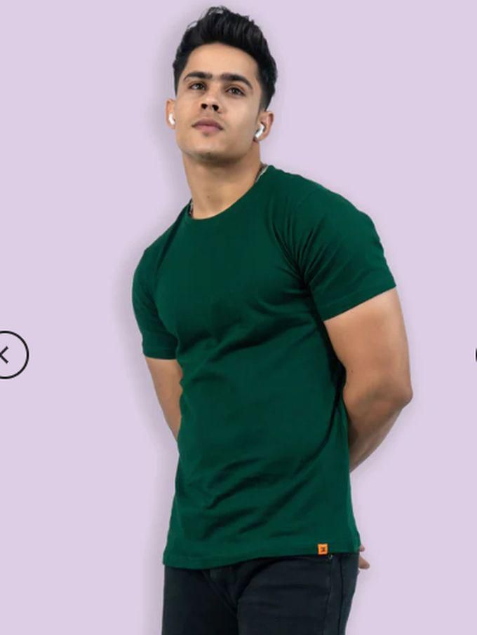 Fashion 100% Heavy Duty Cotton Men Round Neck TShirt- Green