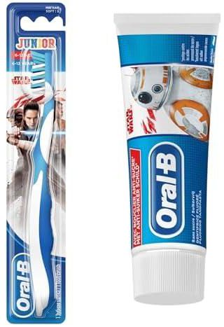 Oral-B - SPECIAL OFFER - Junior 6+ Star Wars Toothpastes 75ml With Soft Manual Toothbrush Junior 6+ Star Wars Characters, Specifically Designed for Kids, 6-12 Years, Multi-Colored, Packaging May Vary