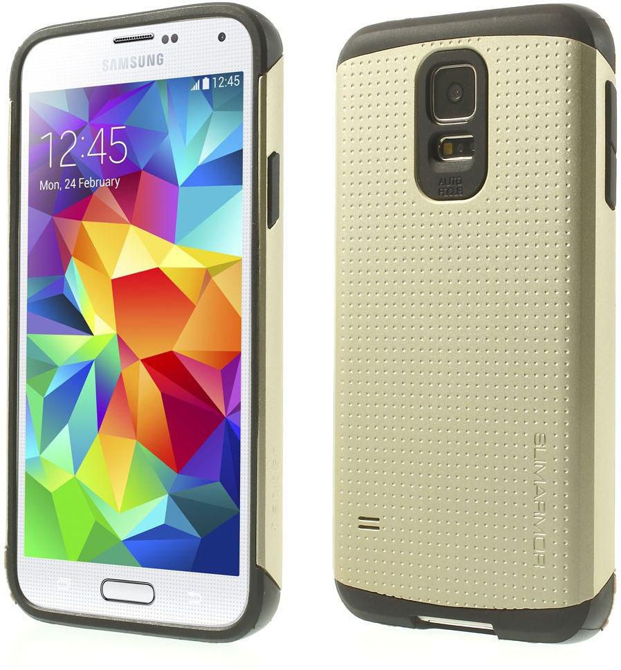 Slim Armor Series Case with Screen Protector for Samsung Galaxy S5 i9600 G900 – Black / Champagne