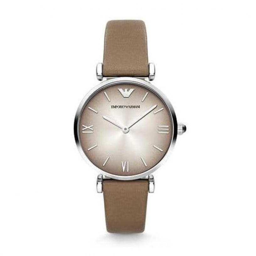 Emporio Armani Women Retro Degraded Leather Watch AR1768 (Silver/Grey)