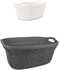 Laundry Basket Palm Oval White + El Helal & Star Palm Oval Laundry Basket - Grey