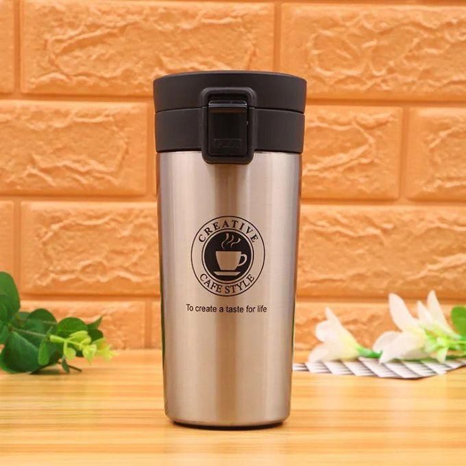 Silver Travel Coffee Mug, Stainless Steel Thermos, Vacuum Flask, Water Bottle, Tea Cup