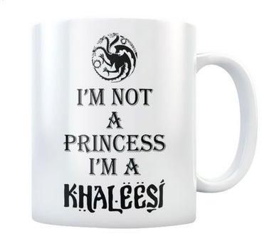 مج من السيراميك بطبعة عبارة "I'm Not A Princess I'm A Khaleesi" أبيض/ أسود