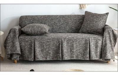 Solid Pattern Sofa Slipcover Grey 235 x 300centimeter
