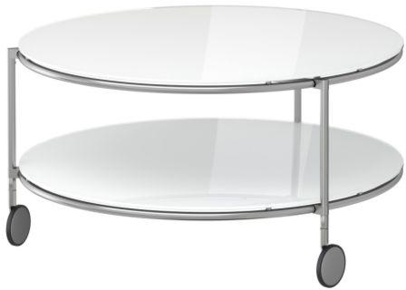 STRINDCoffee table, white, nickel-plated