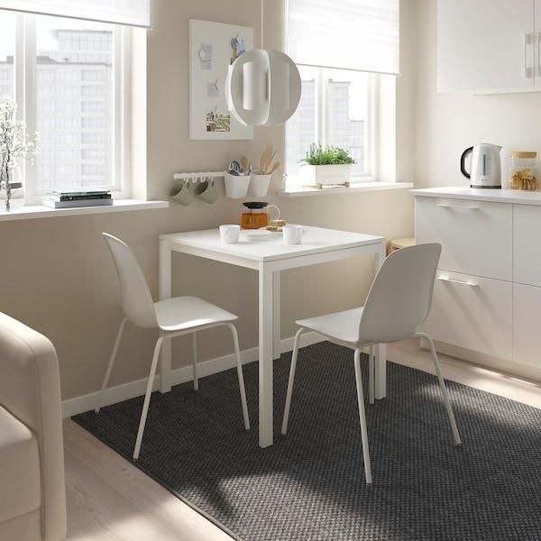MELLTORP / LIDÅS طاولة وكرسيان, أبيض أبيض/أبيض أبيض, ‎75x75 سم‏ - IKEA