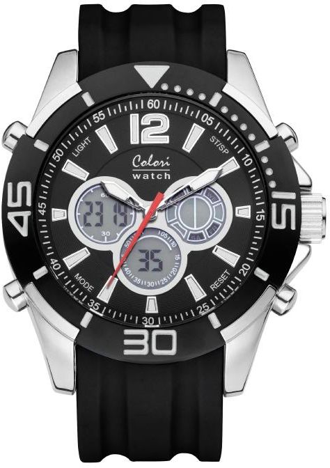 Colori Urban Collection 5-CLD011 Analog Digital Black IP Silver Mens Watch