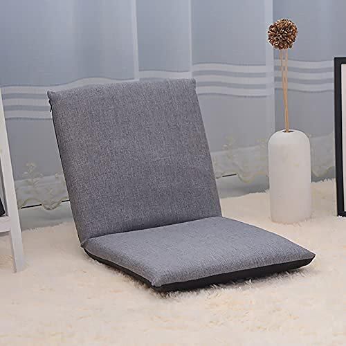 Uaejj Floor Chair Adjustable Lazy Floor Sofa Folding Chair Semi-Foldable Sofa Cushion Padded Chair Back Support Floor Recliner Fold Flat For Reading Games Meditating Padded Gaming Chair (Bd#1-Grey)