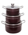 Master Chef 3 Sets Non Stick Cooking Pot Cookware With Glass Cover - Brown/ Black