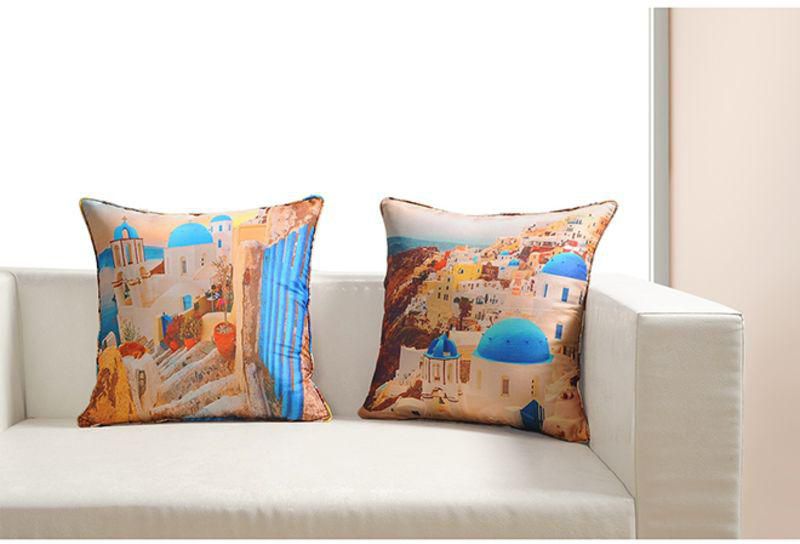 2-Piece City Theme Digital Printed Cushion Cover Set Multicolour 18x18 inch