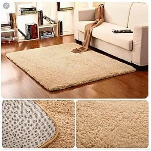 Elegant beige warm Fluffy Carpet (5 ft by 8 ft)