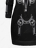 Plus Size Bat Zipper 3D Print Halloween Skeleton Style Chains Drawstring Hooded Dress - 6xl