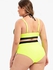 Plus Size Fishnet Overlay Ruched Bikini Swimsuit - 1x