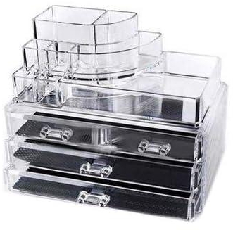 Acrylic Cosmetic And Jewelry Storage, White - 4 Drawers