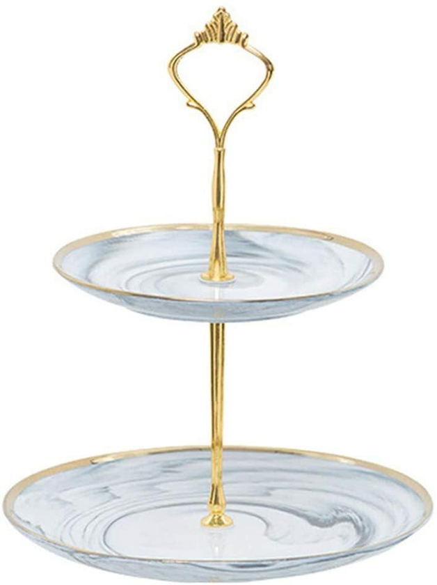 Aiwanto 2-Tier Cupcake Stand Tower Dessert Display Plate Serving Tray Guest Gift  Dish Treat Stacked Pastry Fruit Serving Platter Carrier for Gift Tea Party Restaurant