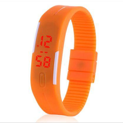 Genius Unisex Digital LED Dial Silicone Band Watch - Orange