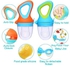 Baby Food Feeder Fresh Food Feeder Pacifier 3 Different Sized Silicone Teething Pacifiers 1 Pack Baby Food Dispensing Spoon 2 Pack Baby Finger Toothbrush Baby Feeders SiliconeBlue