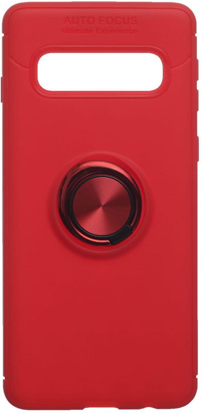 Auto Focus Back Cover With Magnetic Ring For Samsung Galaxy S10 - Red
