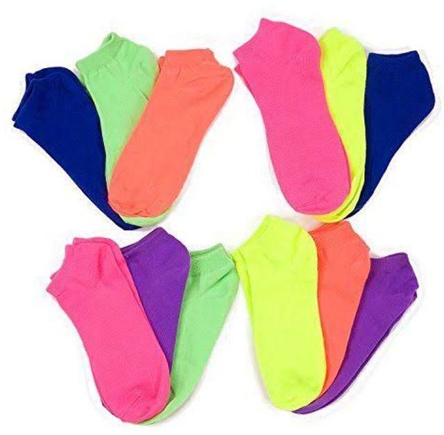 Fashion 3 Pairs Women Ankle Socks Peds Low Cut Fit Crew Size 9-11 Sport Assorted Neon Colours