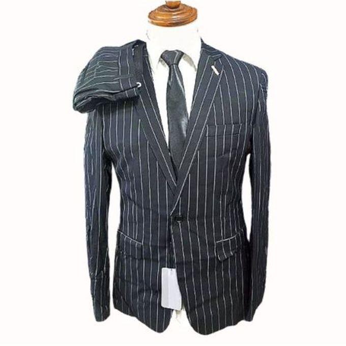 Executive Corporate Bold Stripe Office Suit- Black