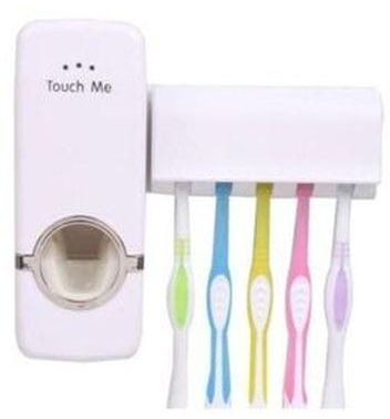 Automatic Toothpaste Dispenser With Toothbrush Holder - White