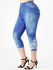 Plus Size & Curve High Waisted 3D Printed Capri Jeggings - M | Us 10